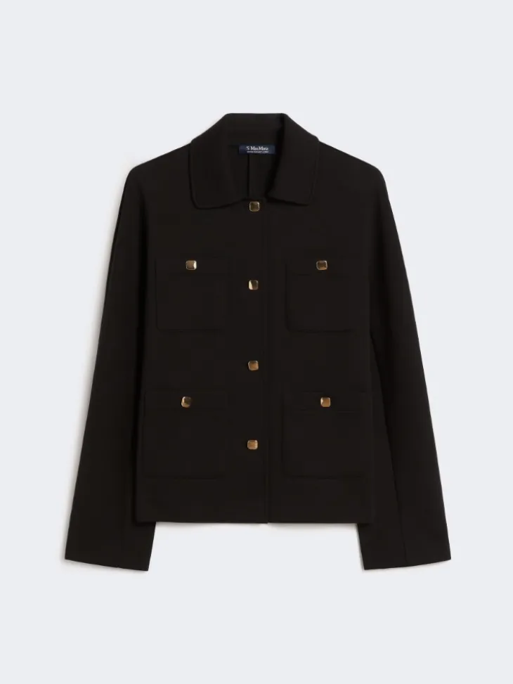 Boxy-fit scuba jersey jacket - BLACK