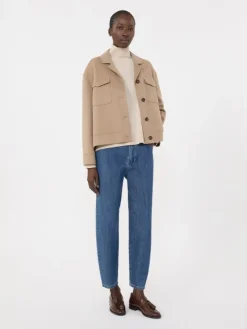 Boxy-fit wool and cashmere polo-neck sweater - WHITE