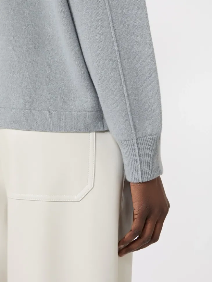 Boxy-fit wool and cashmere sweater - LIGHT BLUE