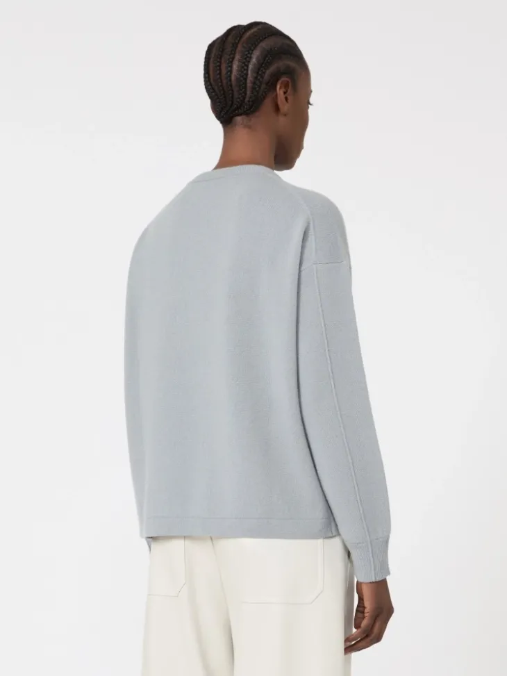Boxy-fit wool and cashmere sweater - LIGHT BLUE