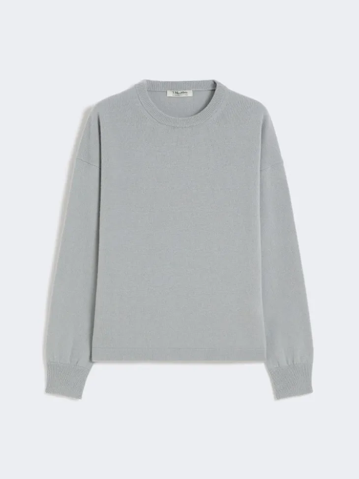 Boxy-fit wool and cashmere sweater - LIGHT BLUE