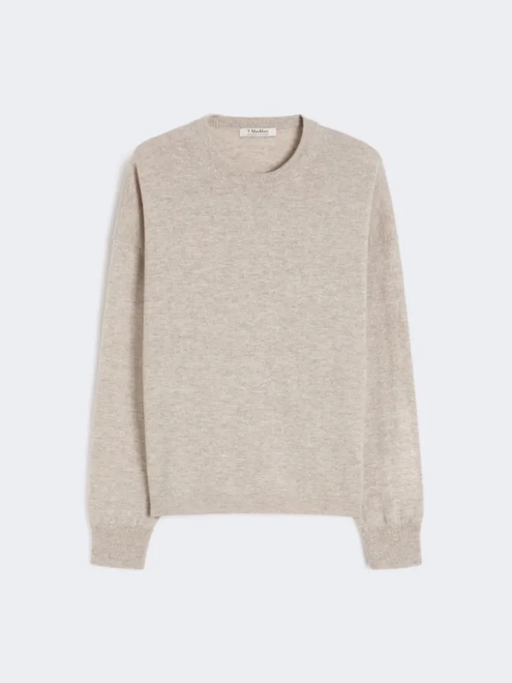 Boxy-fit wool and cashmere sweater - BEIGE