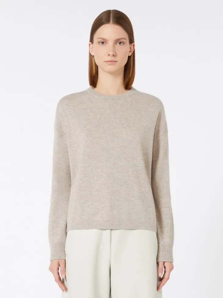 Boxy-fit wool and cashmere sweater - BEIGE