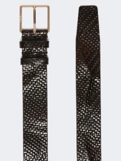 Braided leather belt - BLACK
