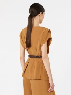 Cady blouse with flounce - CARAMEL