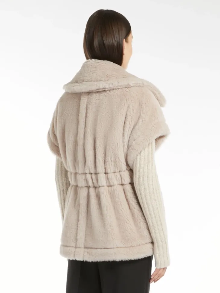 Cape in alpaca and wool Teddy fabric - BEIGE