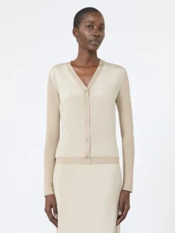 Cashmere and silk cardigan - STONE