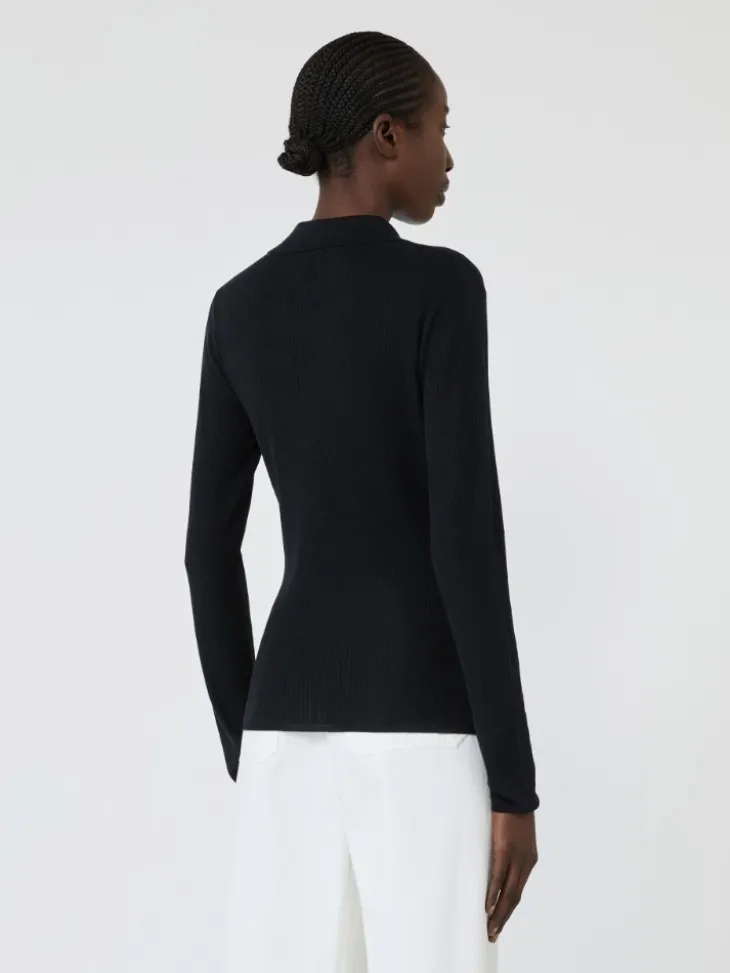 Cashmere and silk polo sweater - ULTRAMARINE