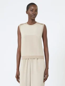 Cashmere and silk yarn sweater - STONE