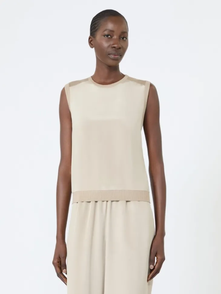 Cashmere and silk yarn sweater - STONE