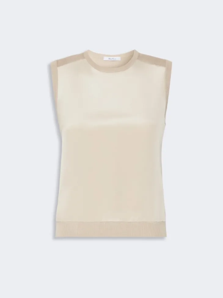 Cashmere and silk yarn sweater - STONE