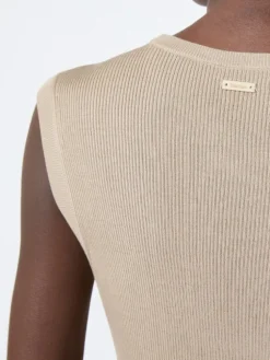 Cashmere and silk yarn sweater - STONE