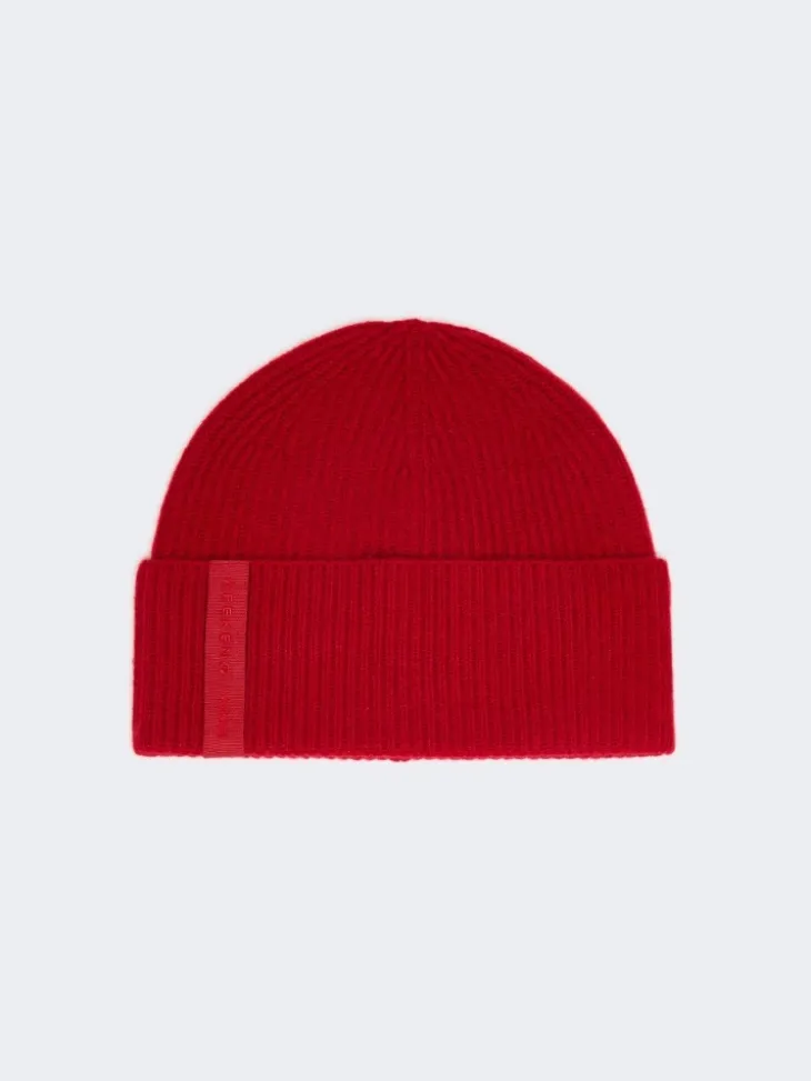 Cashmere beanie hat - DARK RED