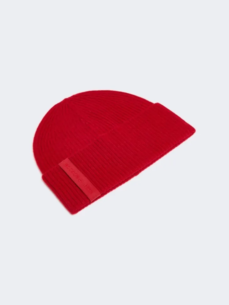 Cashmere beanie hat - DARK RED