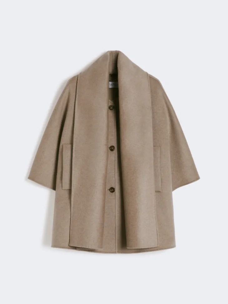 Cashmere cape with scarf detail - TAWNY BRONZE BROWN