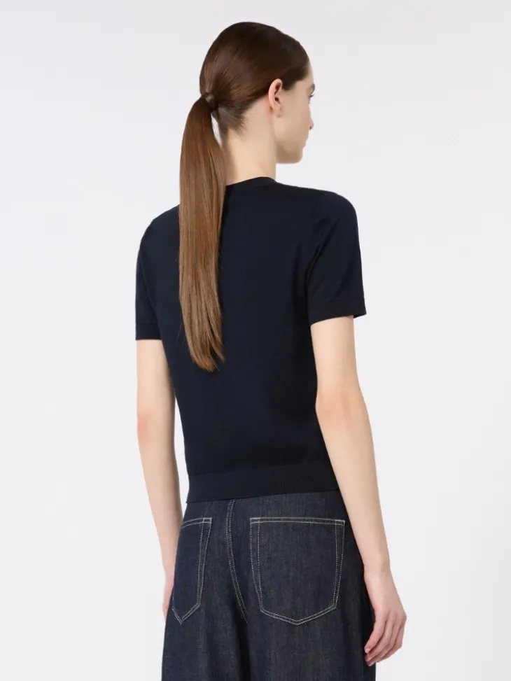 Cashmere, cotton and silk yarn jumper - ULTRAMARINE