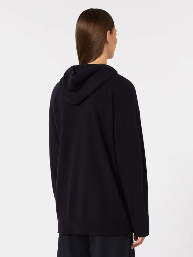 Cashmere hooded cardigan - ULTRAMARINE