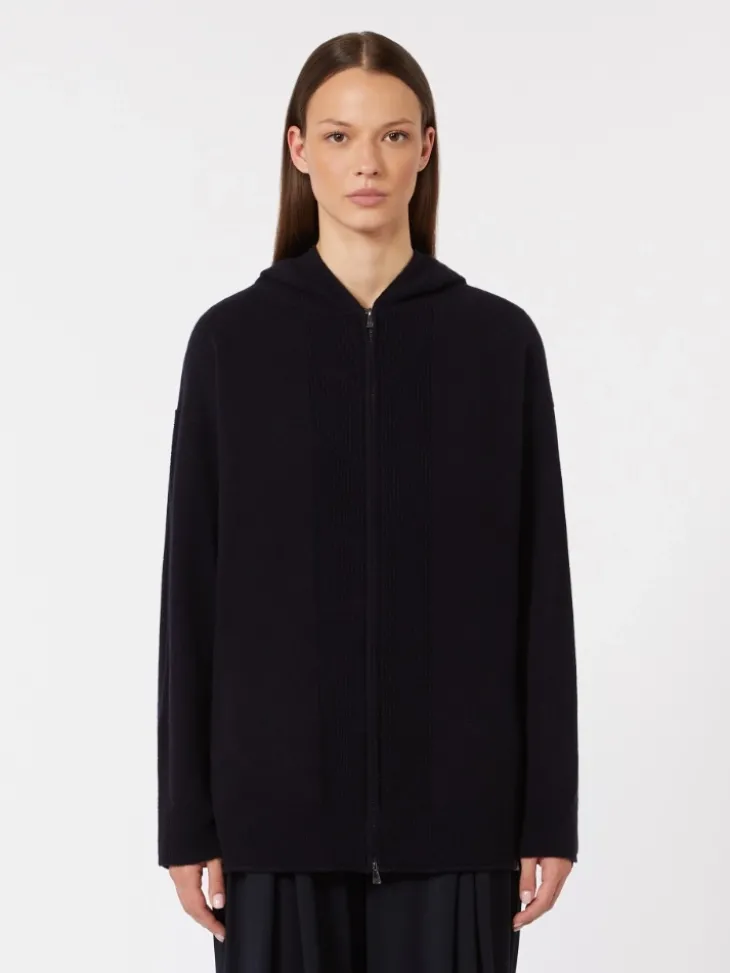 Cashmere hooded cardigan - ULTRAMARINE