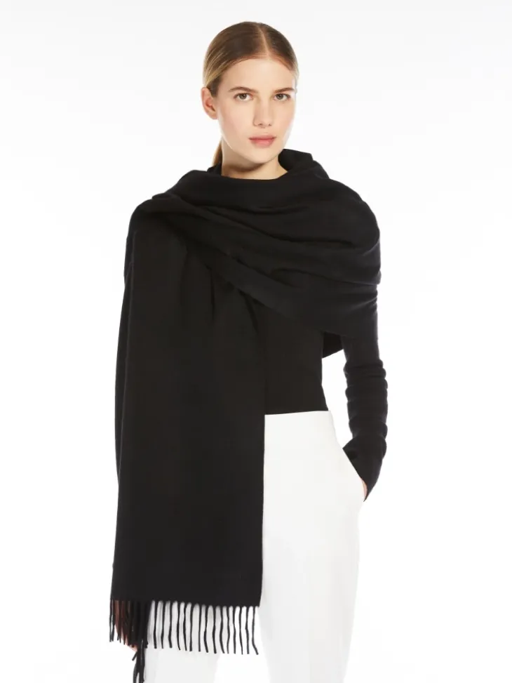 Cashmere logo stole - BLACK