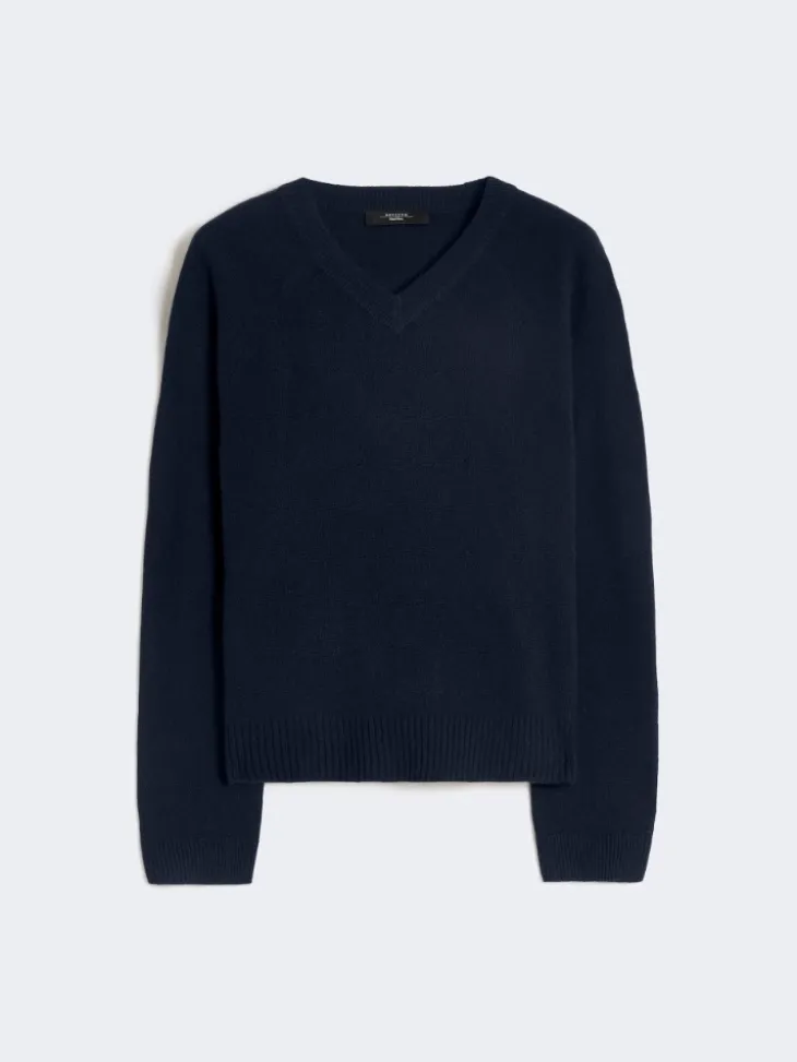 Cashmere V-neck sweater - NAVY