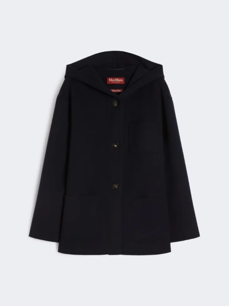 Cashmere, wool and silk hooded coat - NAVY