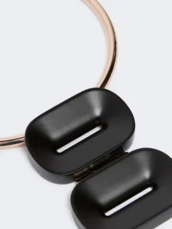 Choker necklace in metal and ebony - COFFEE