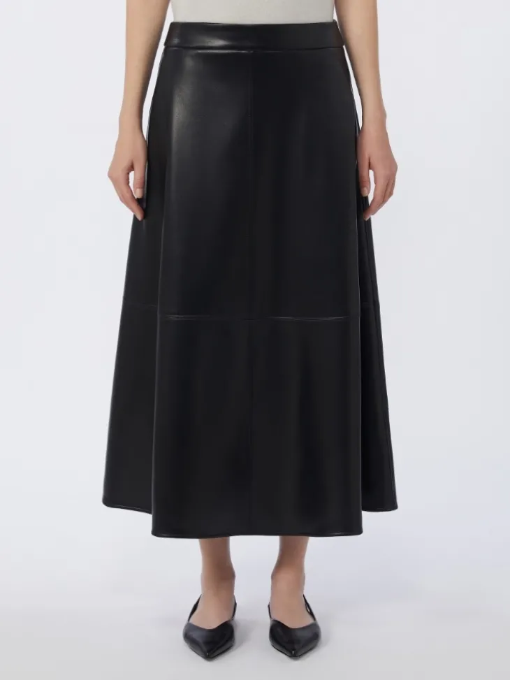 Coated fabric skirt - BLACK
