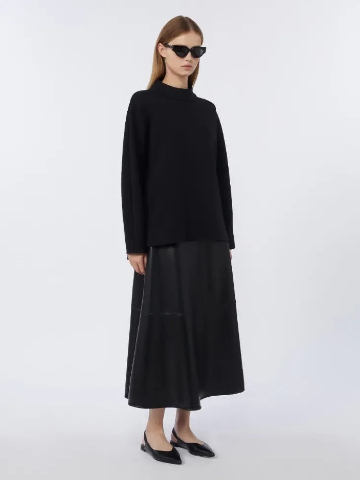 Coated fabric skirt - BLACK