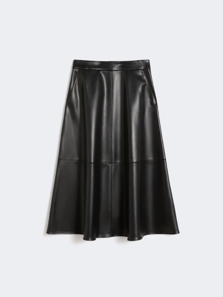 Coated fabric skirt - BLACK