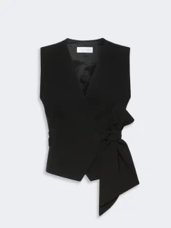 Compact cady cropped gilet - BLACK