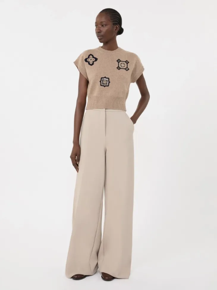 Compact jersey trousers - SAND