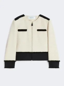 Cotton and linen basketweave jacket - BEIGE