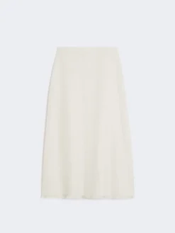 Cotton and linen basketweave skirt - IVORY