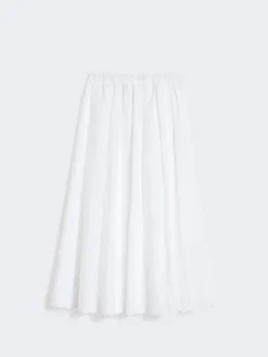 Cotton and linen canvas skirt - WHITE