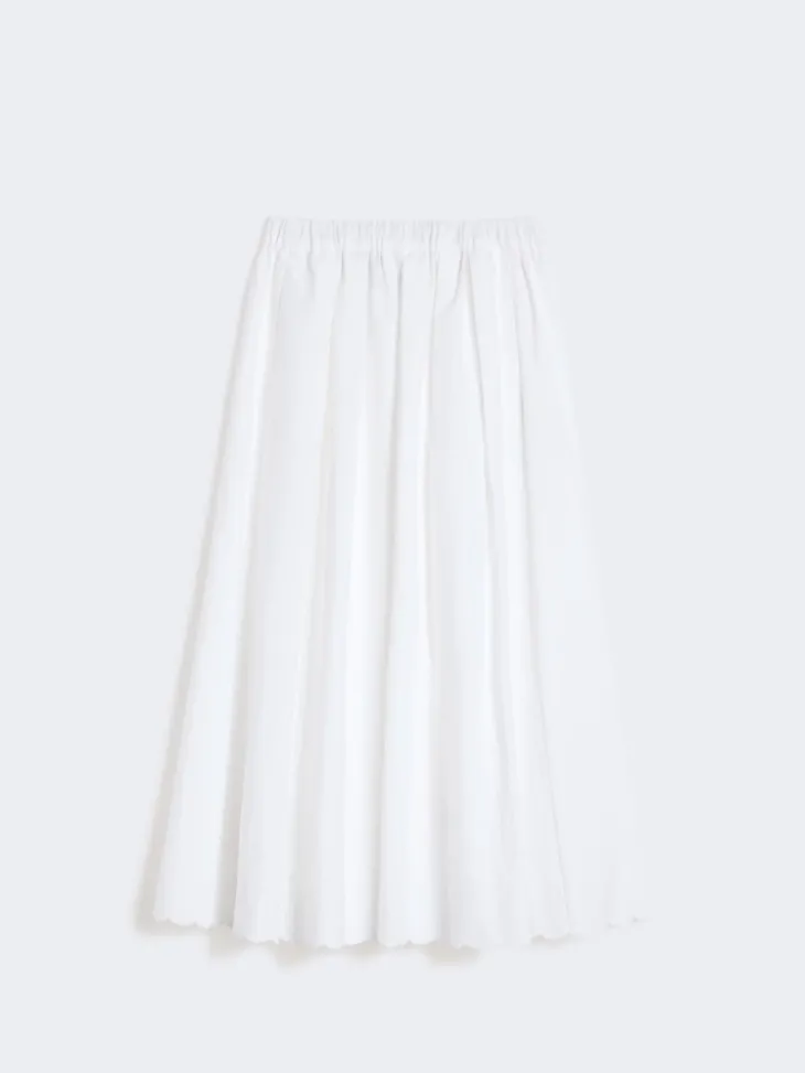 Cotton and linen canvas skirt - WHITE