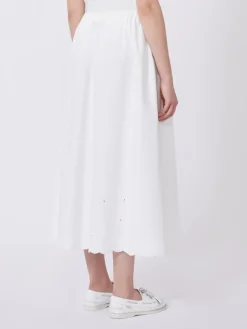 Cotton and linen canvas skirt - WHITE
