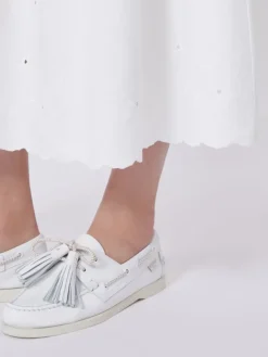 Cotton and linen canvas skirt - WHITE