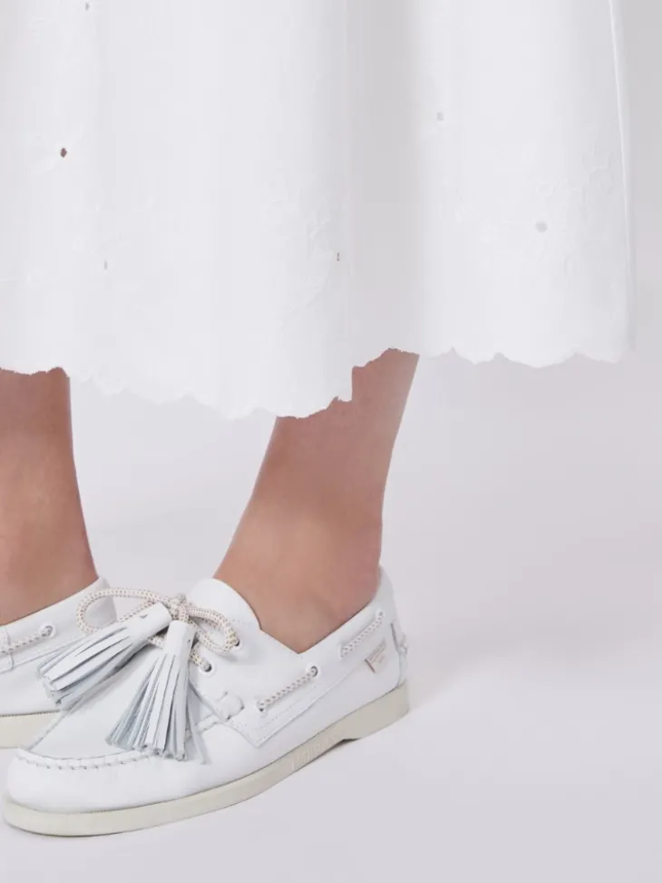 Cotton and linen canvas skirt - WHITE