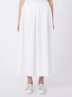 Cotton and linen canvas skirt - WHITE