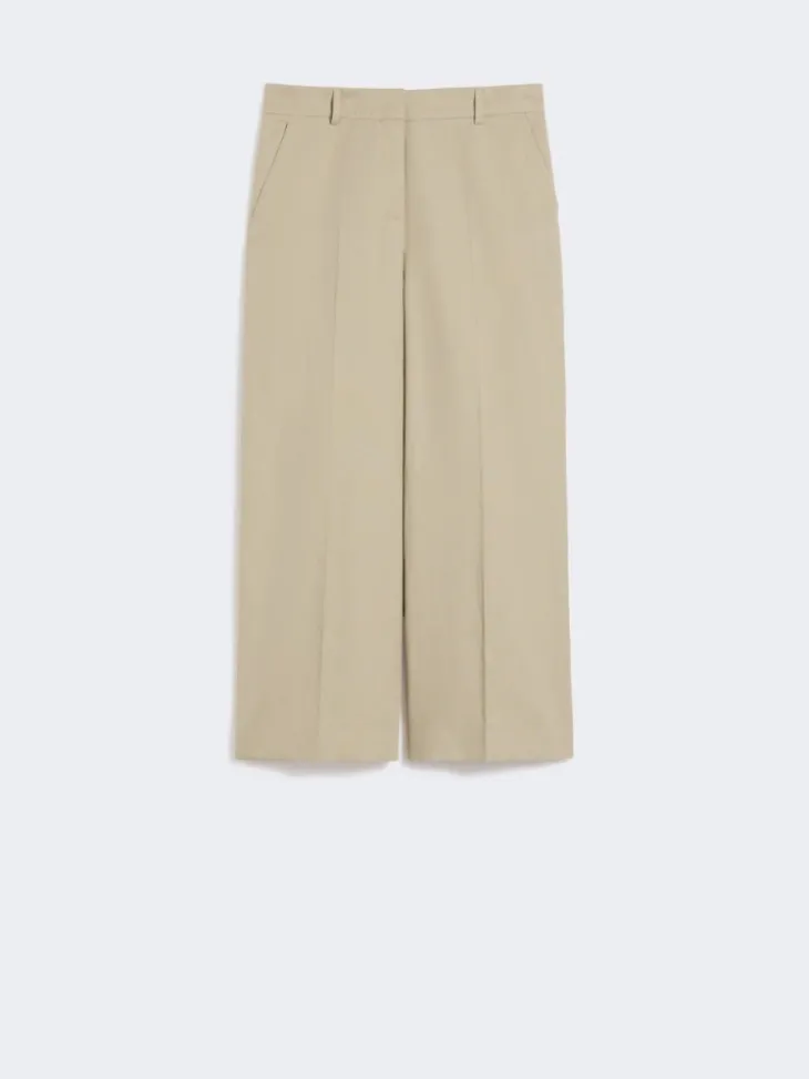 Cotton and linen canvas trousers - SAND