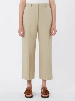 Cotton and linen canvas trousers - SAND