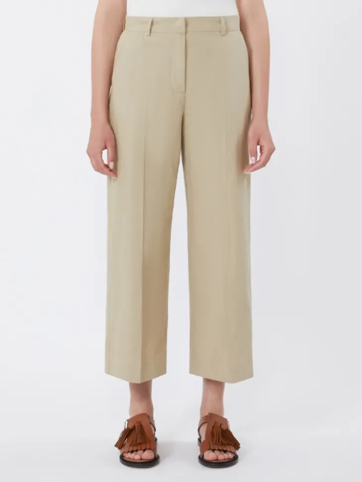 Cotton and linen canvas trousers - SAND