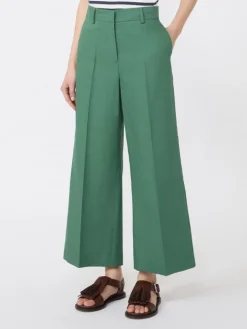Cotton and linen canvas trousers - GREEN