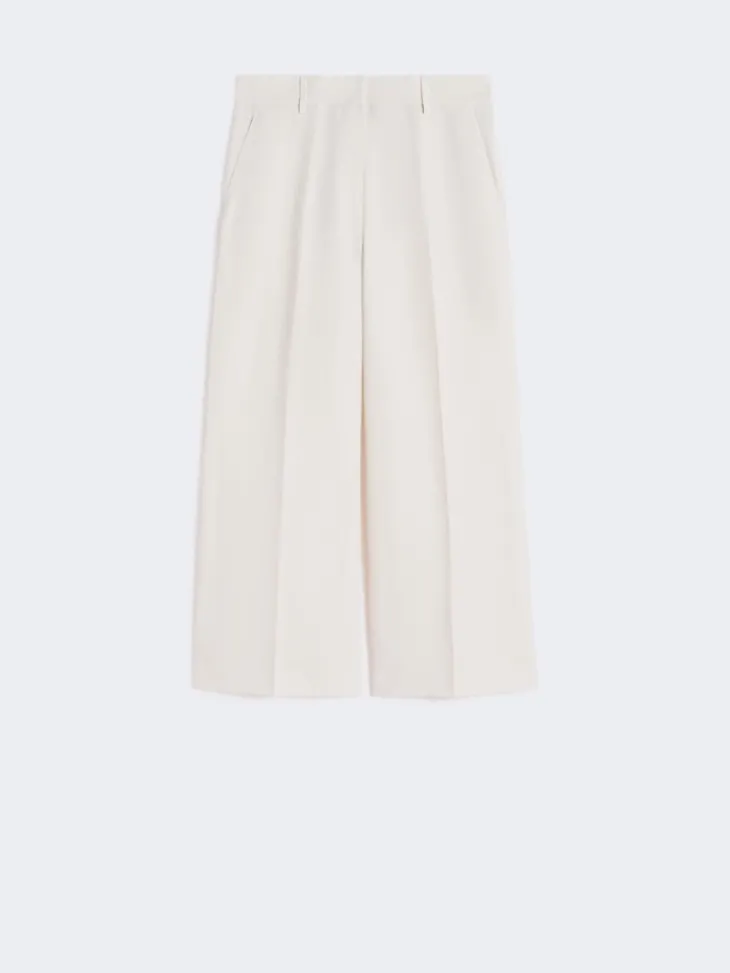 Cotton and linen canvas trousers - ECRU