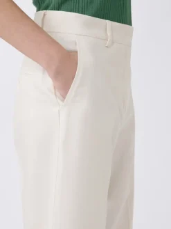 Cotton and linen canvas trousers - ECRU