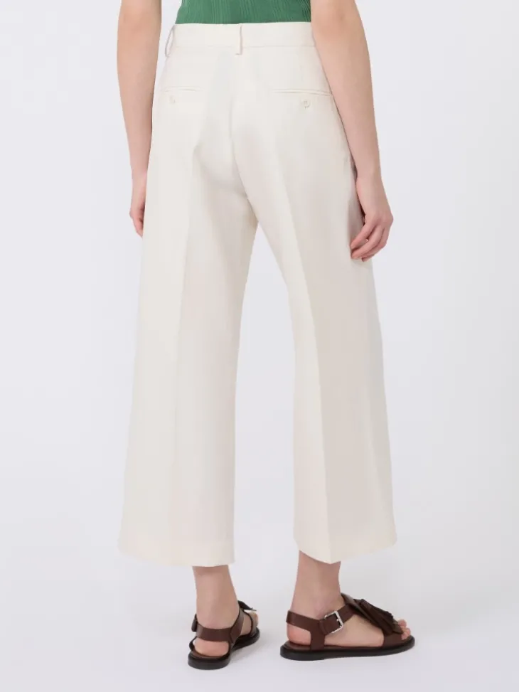 Cotton and linen canvas trousers - ECRU