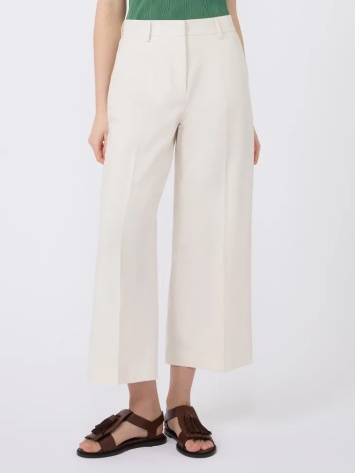Cotton and linen canvas trousers - ECRU