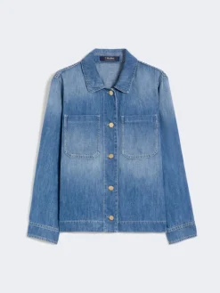 Cotton and linen denim jacket - NAVY