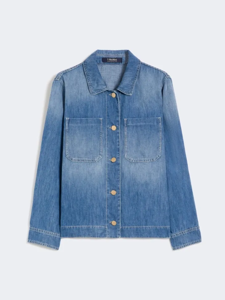 Cotton and linen denim jacket - NAVY
