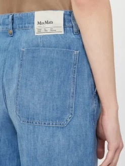 Cotton and linen denim jeans - NAVY